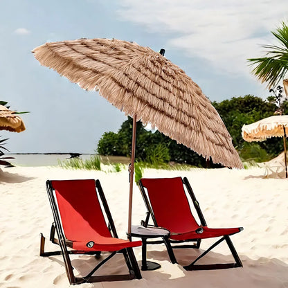 63inch Thatched Garden Umbrella with Tripod Base Beach Umbrella Outdoor Tiki Patio Umbrella for Garden, Lawn, Deck, Backyar