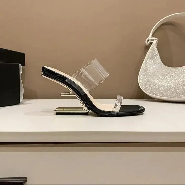 Women Single Shoes Fashion Sexy Anti Slip High Heels 2025New Special-shaped Half-support Simple Banquet Shoes for Women Footwear