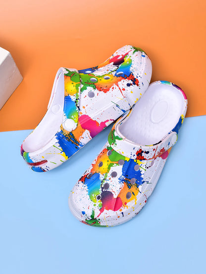 Couple Style Men's and Women's Clogs Sandals Slippers Inkjet Pattern Air Cushion Breathable Beach Sandals Outdoor Thick-Soled Mu
