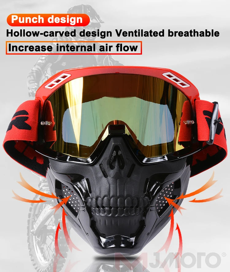 VEMAR Detachable Motorcycle Helmet Goggles Cycling Glasses Man Windproof Dust-proof Motocross Face Mask Goggles Glasses Block UV