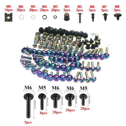 195pcs Burn Titanium screw Fairing Screws Bolt Kit for Suzuki GSXR600 GSXR1000 Hayabusa GSX1300R GSX600F GSX750F SV1000 SV650