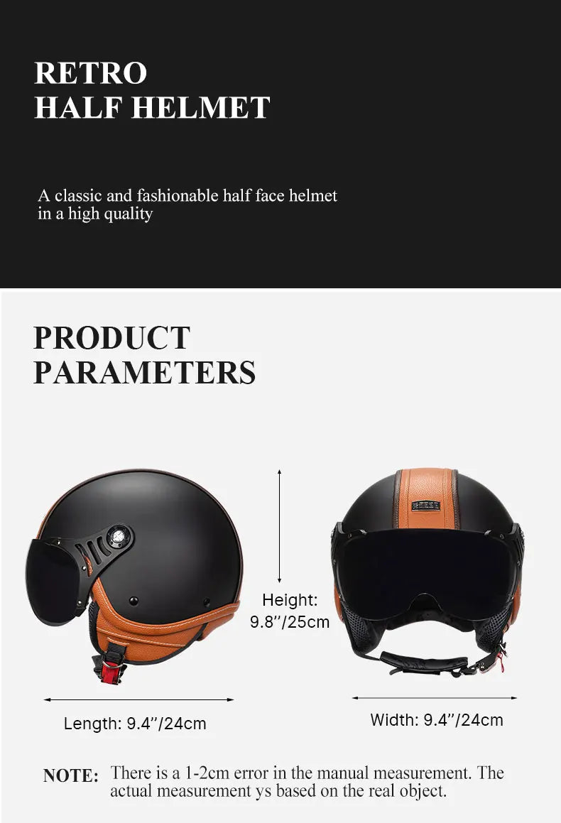 Brown Leather Original DOT ECE 3/4 Open Face Helmet MT Capacete Motorcycle Helmet JET Scooter Bike Half Helmets Cascos Para Moto