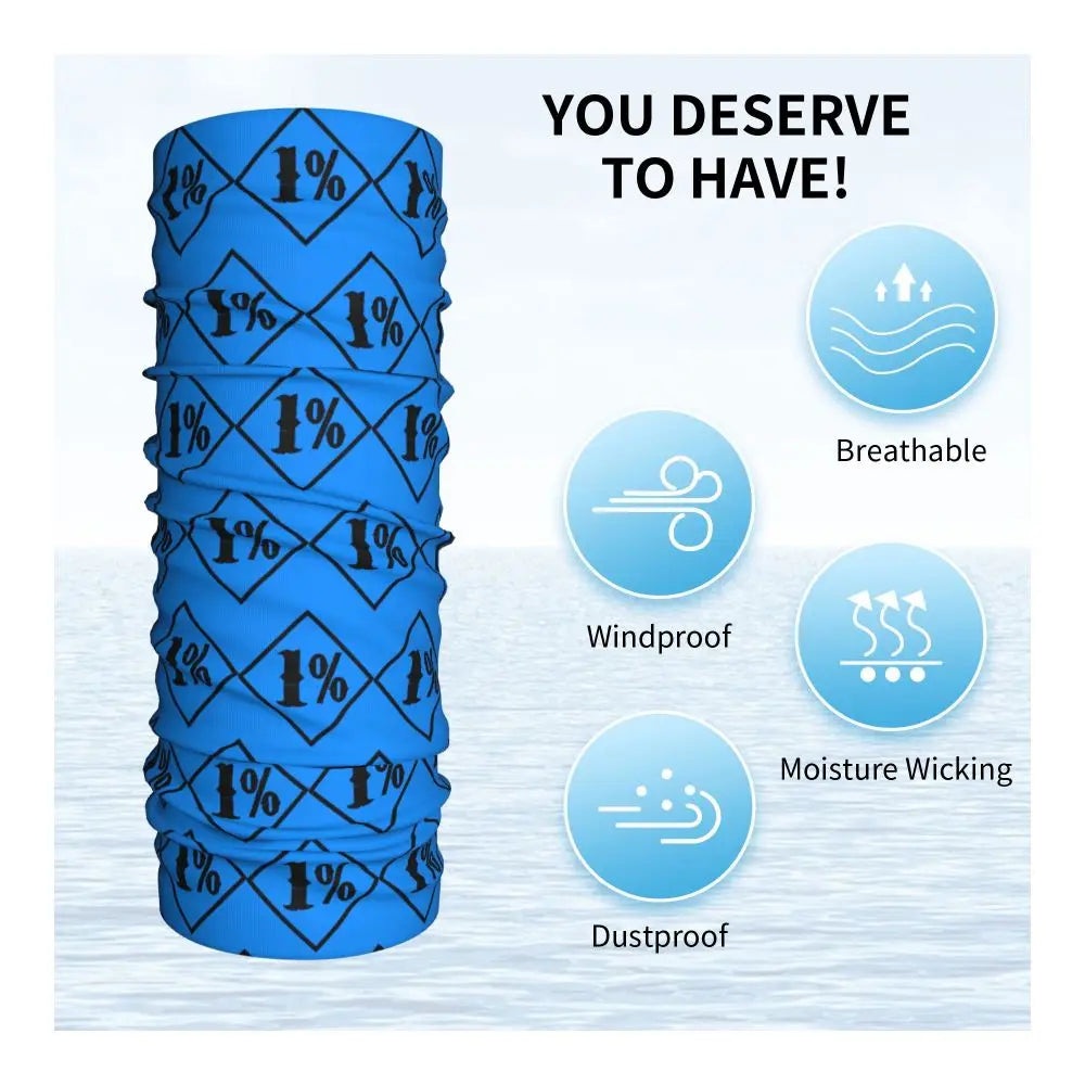 One Percenter 1% Bandana Neck Gaiter Printed Motorcycle Club Biker Wrap Scarf Multifunctional Headwear Outdoor Unisex Adult