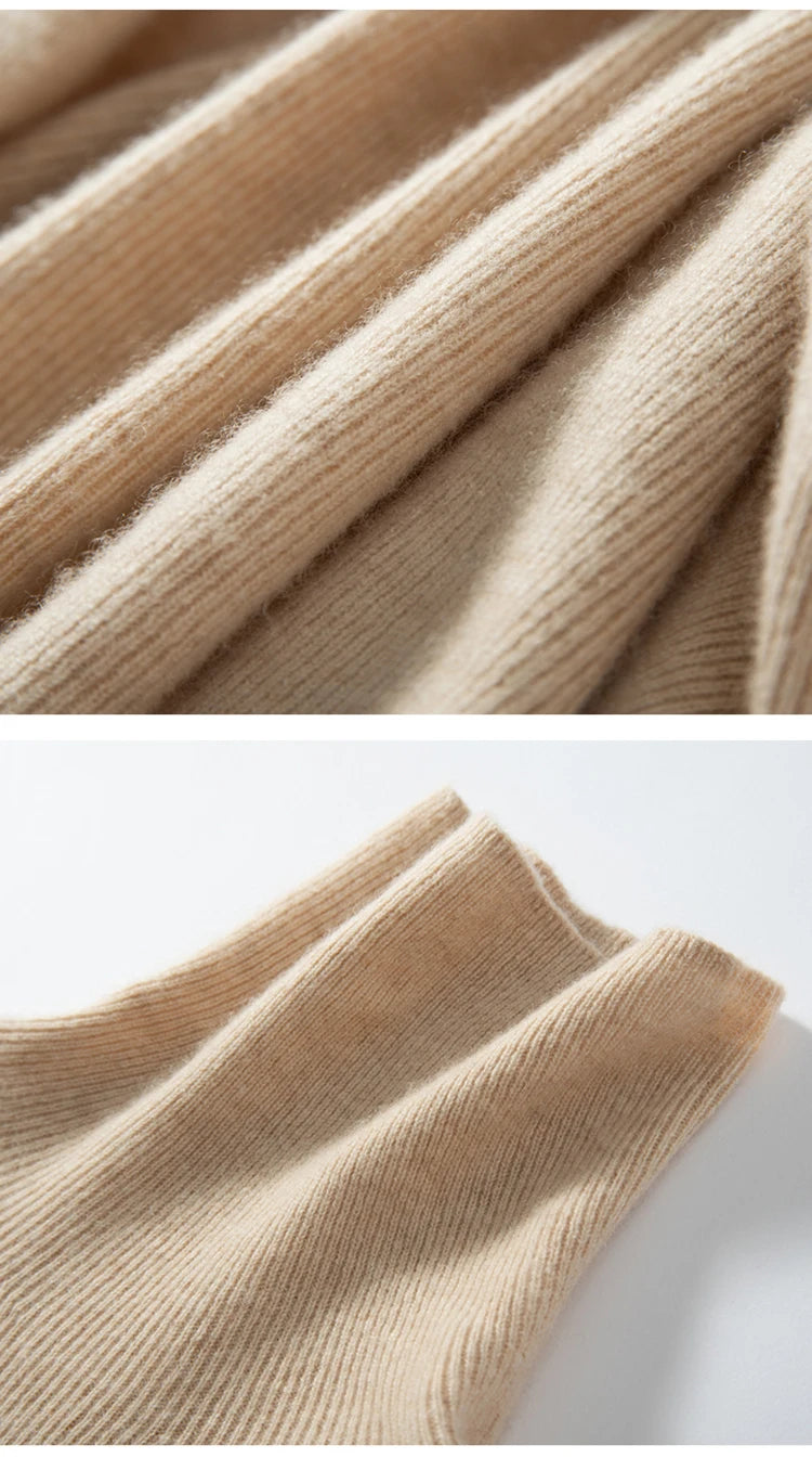100% cashmere sweater women's knitted pullover sweater high neck solid color slim fit soft cashmere basic women's sweater