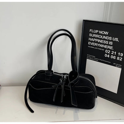 Retro Red Suede Wedding Shoulder Bag Luxury Designer Women Versatile Underarm Bags Elegant Female Large Capacity Handbags