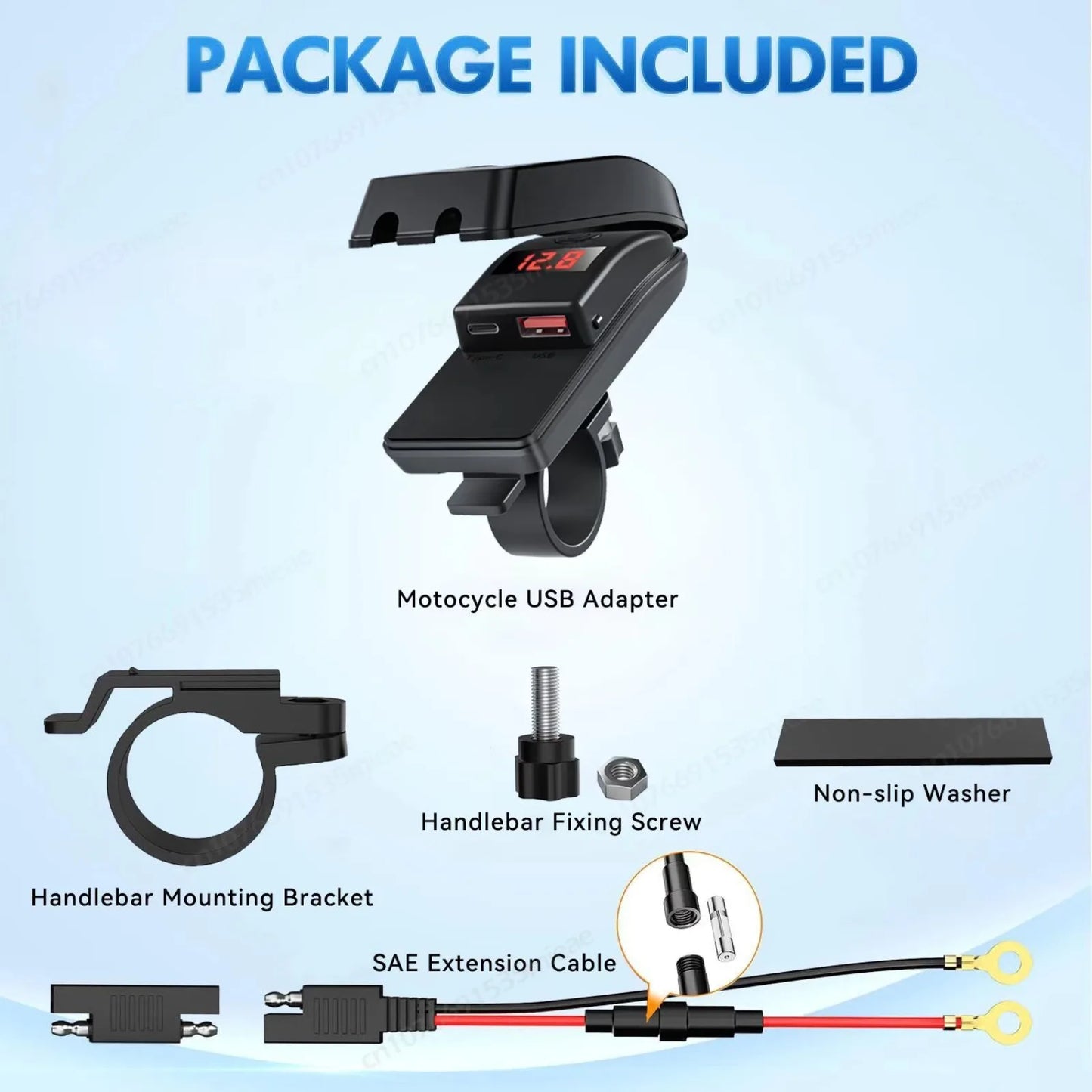 NEW PD QC3.0 Motorcycle USB Fast Charger 60W Handlebar Dual USB Socket with LED Voltmeter Waterproof 12-24V Power Supply Adapter