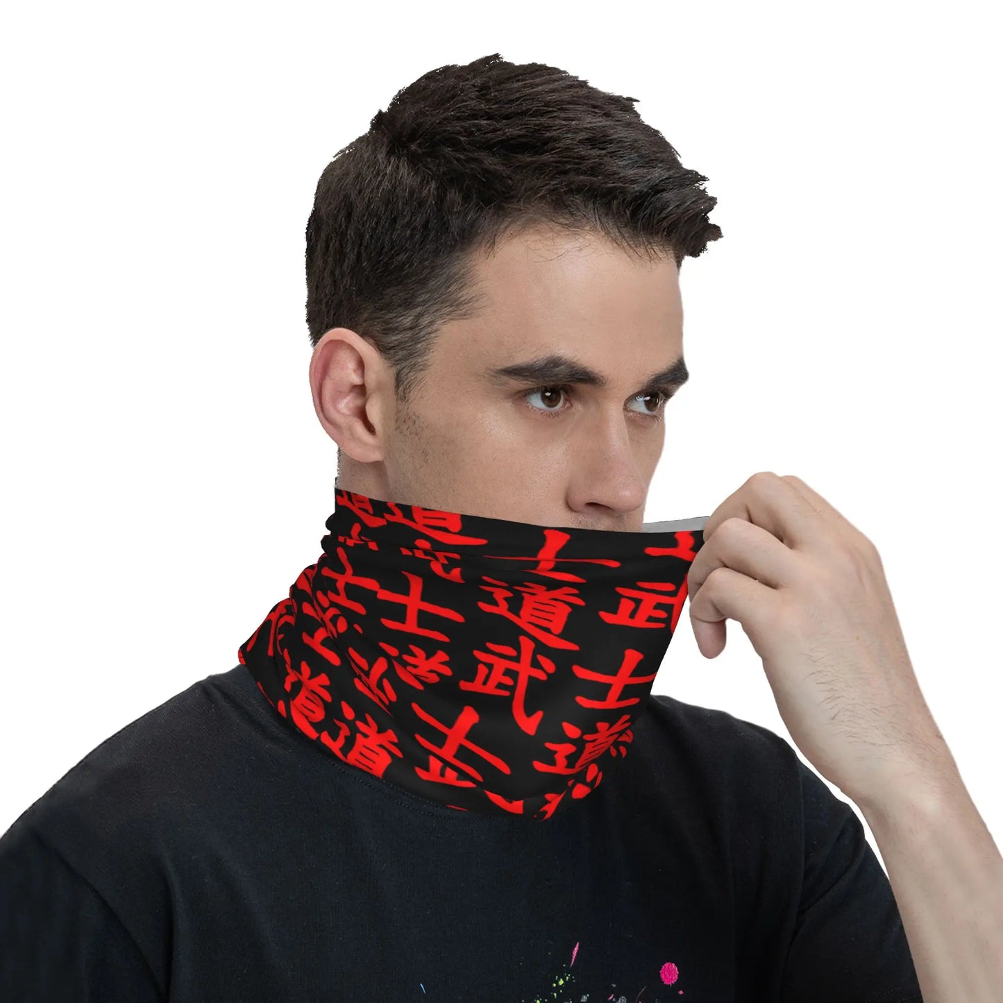 Custom Bushido Kanji Bandana Neck Gaiter for Ski Running Men Women Wrap Scarf Japanese Warrior Samurai Balaclava Warmer