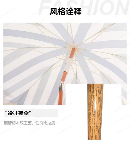2m yellow striped umbrella with tassels, outdoor shade, beach umbrella, courtyard camping, sun protection