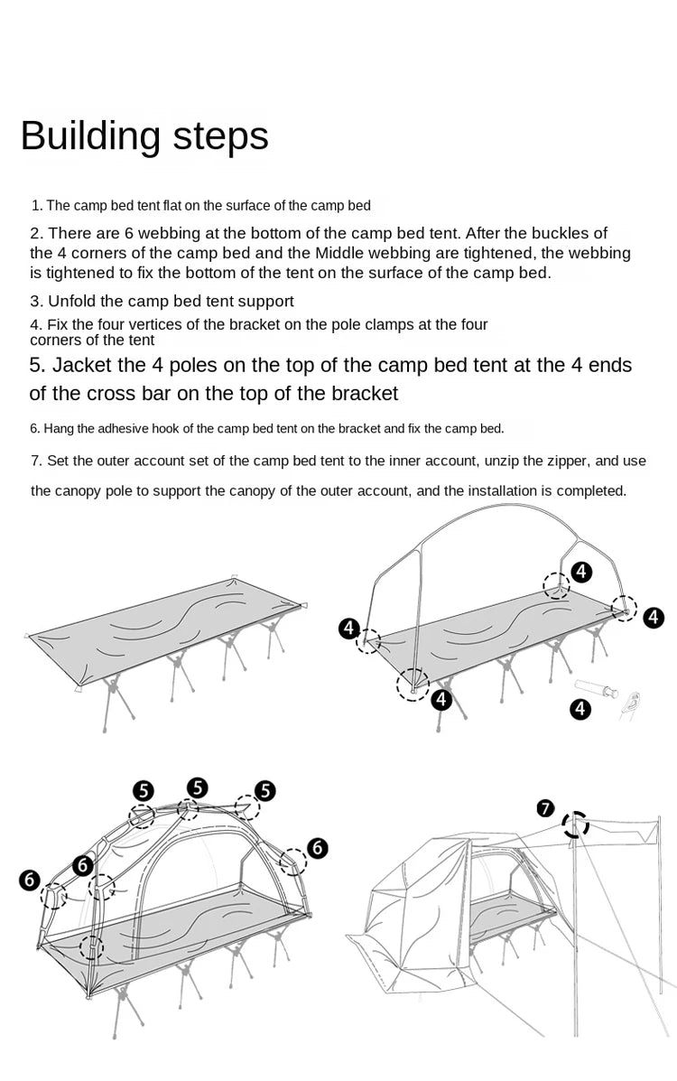 Single Person Camping Cot Tent Portable Sleeping Tent for Hiking Picnic with Mosquito Net Outdoor Survival Gear
