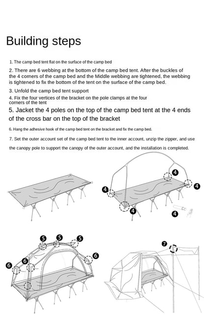 Single Person Camping Cot Tent Portable Sleeping Tent for Hiking Picnic with Mosquito Net Outdoor Survival Gear