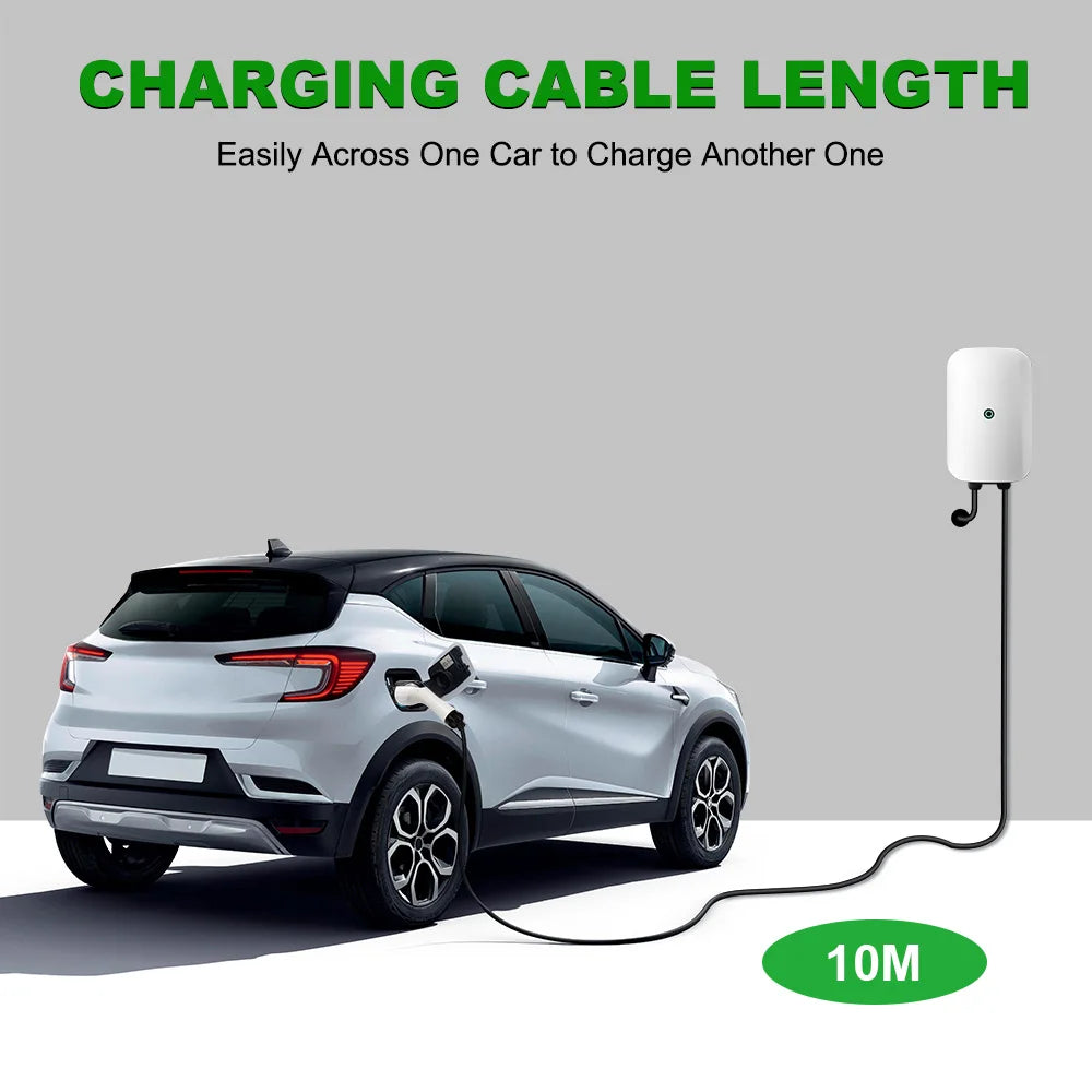 ADPOW Type1 7KW EVSE Wallbox Plug and Play EV Charger 32A Max SAE J1772 Plug Electric Vehicle Charging Station 10m Cable