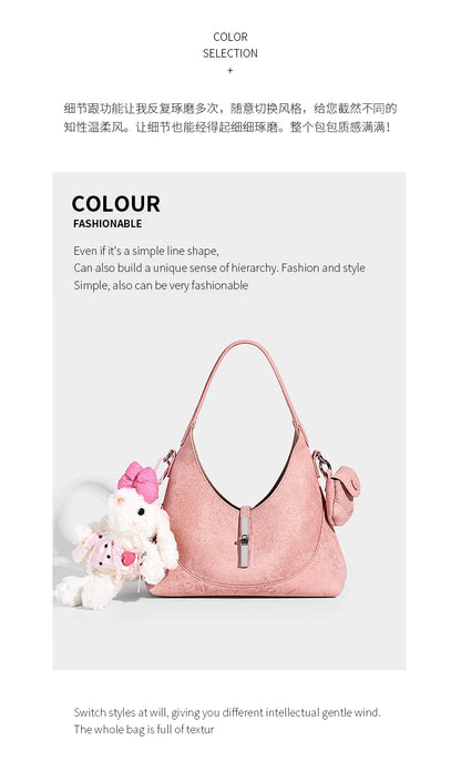 2026 New Pures Color Handbag with Long Shoulder Strap Messenger Bag Women's Designer Handbag Underarm Small Tote Bag