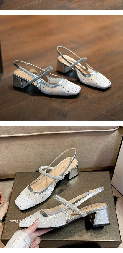 New Arrival Women Shoes Luxury Rhinestone High Heeled Sandals for Woman Elegant French Wedding Shoe Designer Shoes Zapatos Mujer