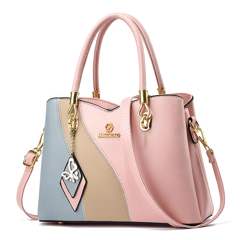 2024 New Three Color Combination Women's Handbag Large Capacity Soft Leather Shoulder Bag Fashion Elegant Women's Crossbody Bag