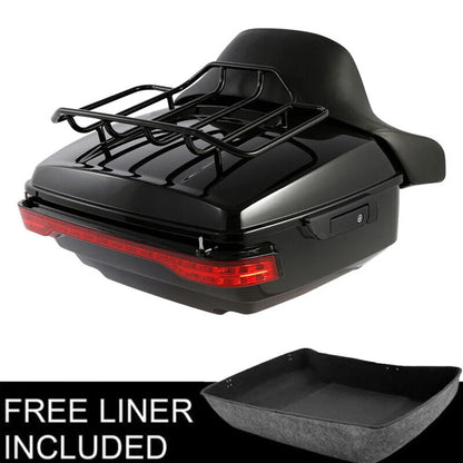 Motorcycle King Trunk Pad Top Rack LED Brake Light For Harley Touring Road Glide 2014-2025