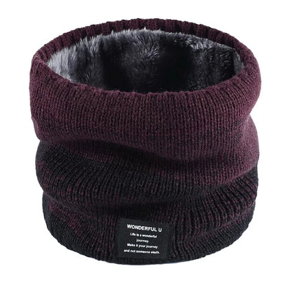 Winter Scarf for Men Fleece Ring Bandana Knitted Warm Solid Scarf Women Neck Warmer Thick Cashmere Hot Handkerchief Ski Mask