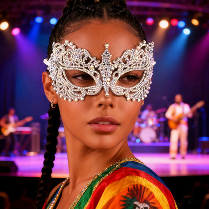 Wedding Dance Mask Headdress Bride Party Rhinestone Tassel Wedding Card Personality Mask Stage Accessories
