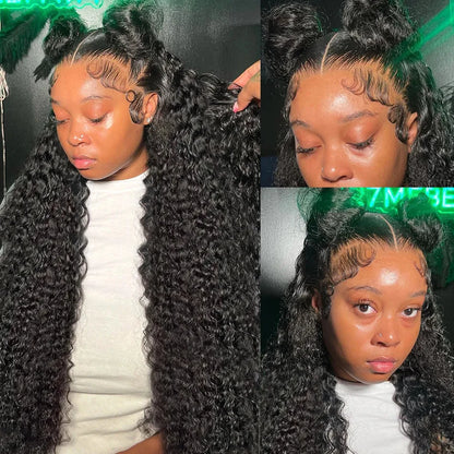 250 Density 13x6 Hd Lace Frontal Wigs Brazilian 32 34 40 Inch Deep Wave Curly Human Hair Wigs 100% For Black Women Preplucked