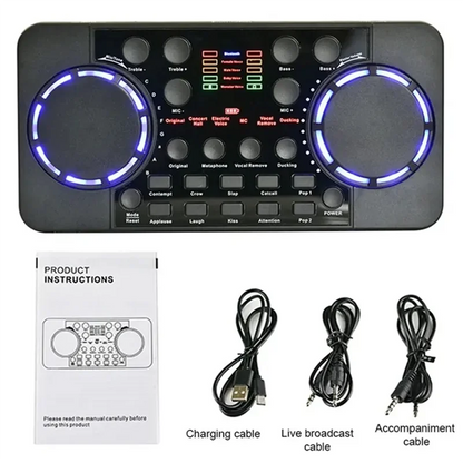 New!!V300 Pro Sound Card Bluetooth-Compatible Audio Interface Mixer DJ Digital Effect Noise Reduction Console USB Record