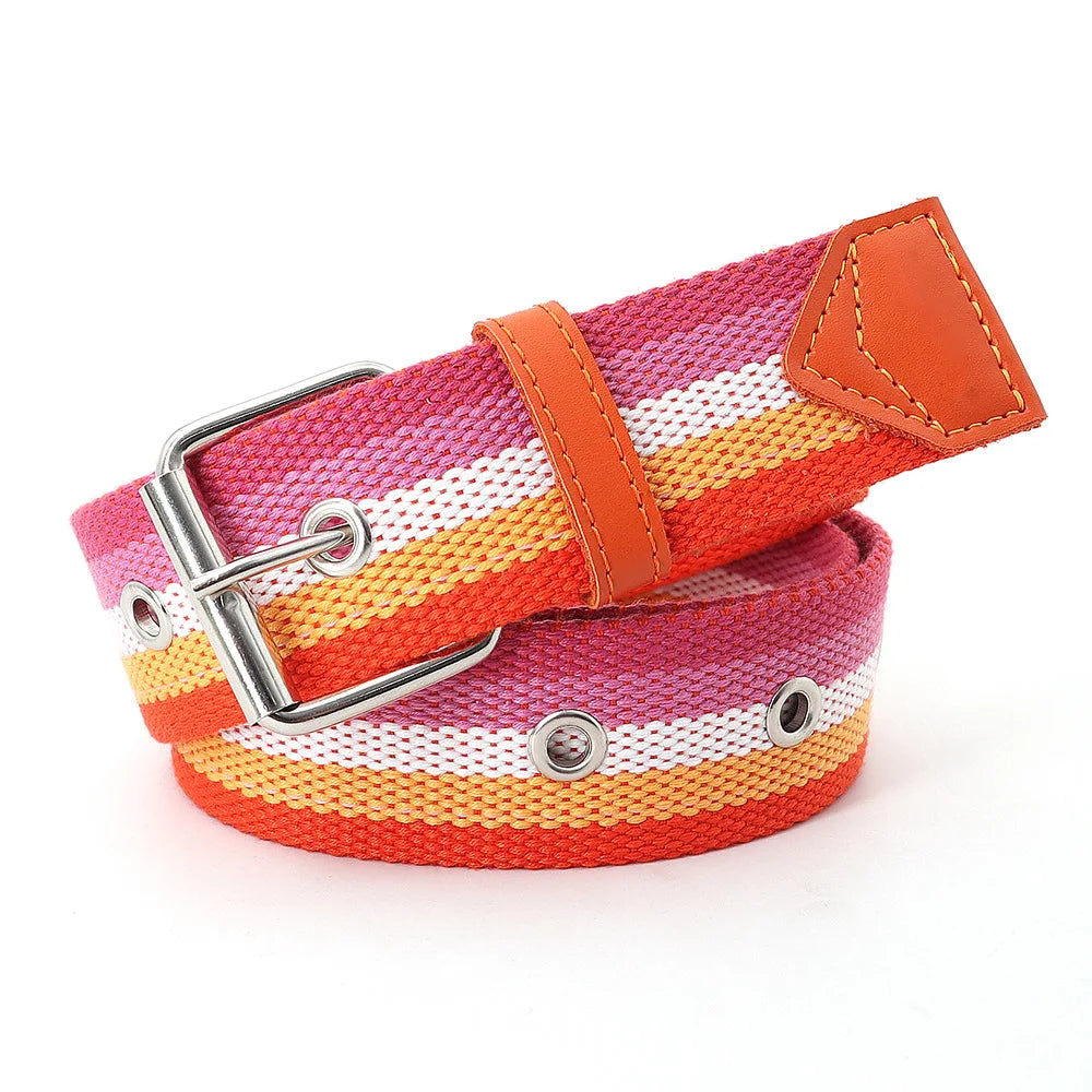 Rainbow Pride Canvas Belt with  - Versatile & Stylish for Jeans