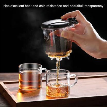 【Household Tea Infuser Kettle】Heat-Resistant Glass Tea Pot with Separator - for Loose Leaf Tea, Herbal Tea & Flower Tea