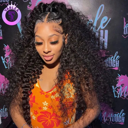Water Wave Glueless Wigs Wear And Go 3 IN 1 Half Wigs Human Hair 200% Density Machine Made Clip-in Wigs With Drawstring Seamless