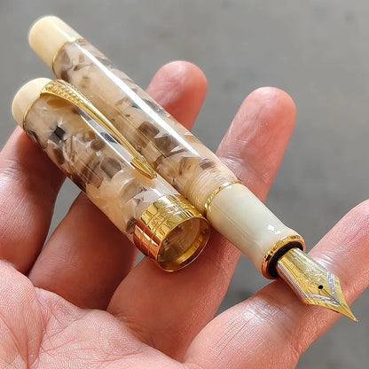 Jinhao 100 Fountain Pen Commemorative Resin Good Pen Nib 18 KGP Gold Sandwiched Thin Tod Small Business Office Gift Pen