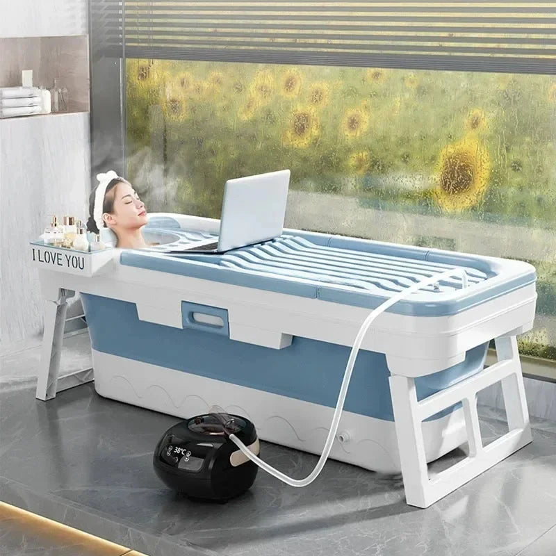 Portable Folding Bathtub for Adults hot Bath Spa Plastic Bathtubs Children Swimming pool Bucket Sauna Lid Cover House Bath Tub