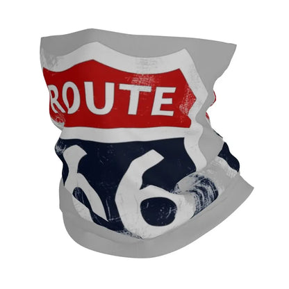 Custom Travel Motorcycle Ride Route 66 Bandana Winter Neck Warmer Windproof Wrap Face Scarf for Hiking Highways Gaiter Headband