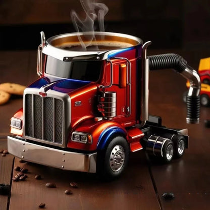 New Creative Truck Design Coffee Mug  1pcs Desktop Home Kitchen Semi Truck Coffee Cup 11 Ounces Semi-Trailer Water Cup Ornament