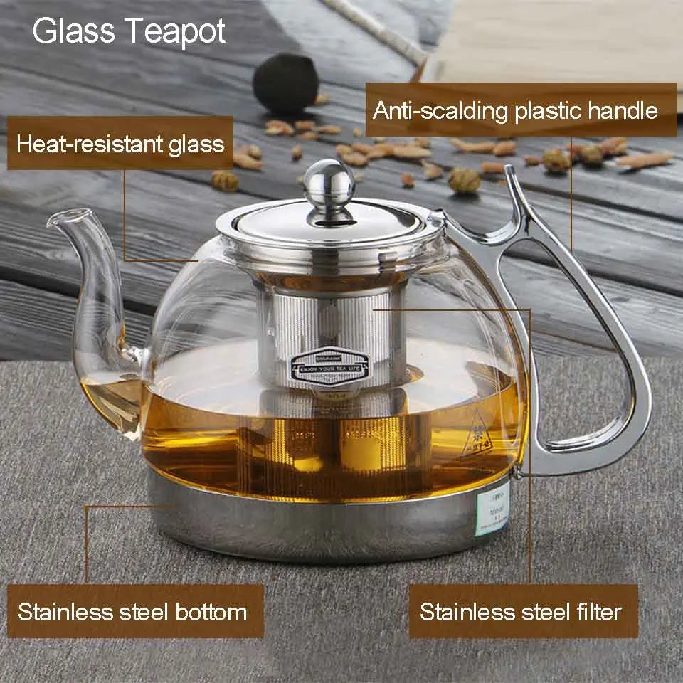 Induction Cooker Heat Resistant Glass Teapot Electromagnetic Furnace Multifunctional Filter pot Gas Stove Kettle Tea set