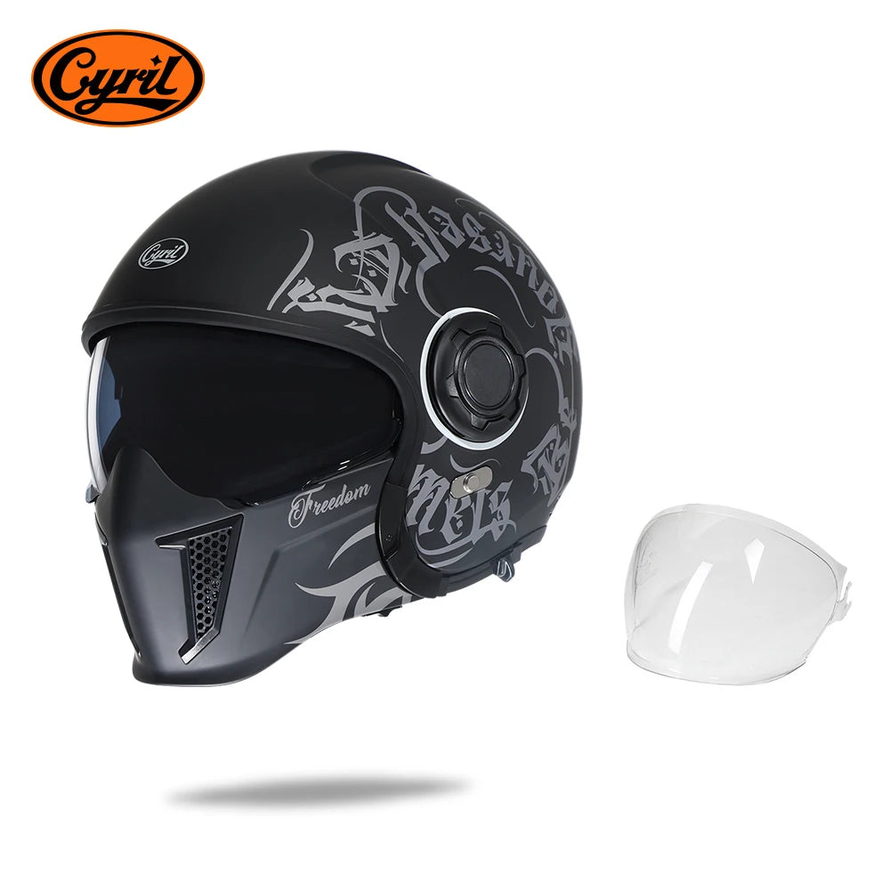 Full Face Open Face Motorcycle Helmet Double Lens Folding Modular Helmet Man Woman Retro Moto Integral Helmet