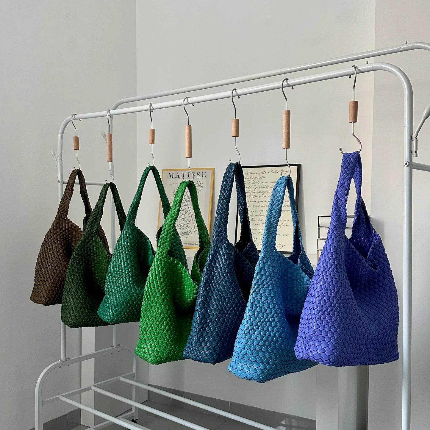 Women's Fashionable Woven PU Leather Tote Bag Shoulder Handbag Top-Handle Bag with Purse - Stylish Woven Bag Purses