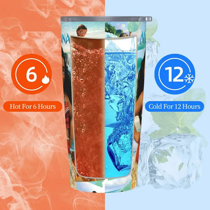 Moana and Pua Cartoon Movie Insulated Tumbler with Straws Stainless Steel Coffee Mugs Double Wall Car Bottle Cups 20oz