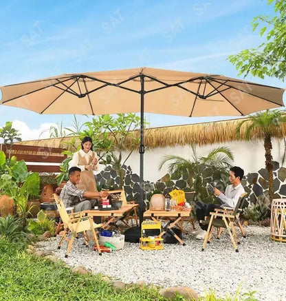 -Three-headed Parasol Outdoor Courtyard Leisure Umbrella With Big Umbrella Set Outside And Big Umbrella Stall Outdoor Garden