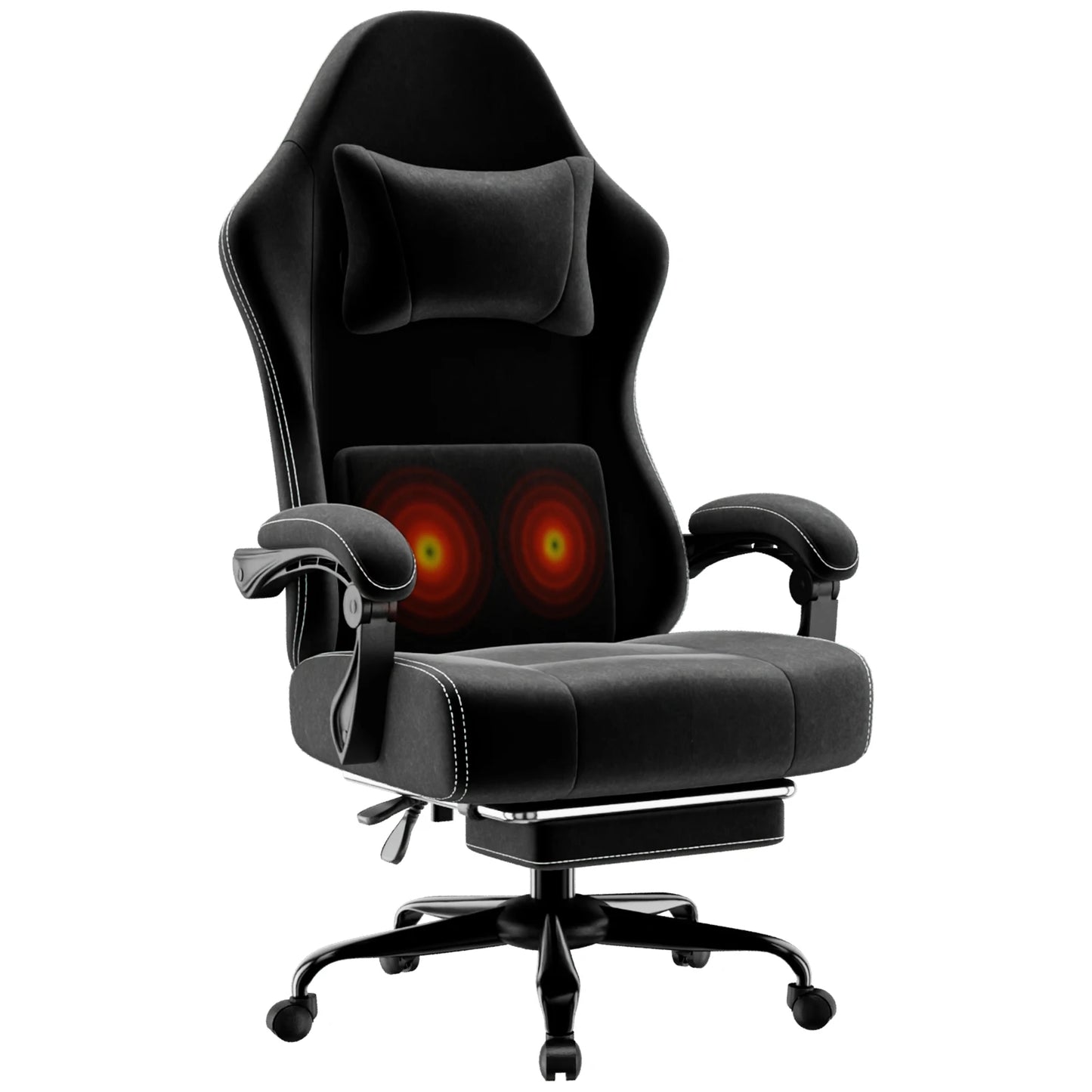 Ergonomic Gaming Chair Electronic with Massage Adjustable Lumbar Support And Foot Pedals Breathable Fabric Computer Chair