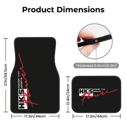 4pcs- Car Floor Mats With HKS POWER AND SPORTS Logo And Vibrant Color Prints, Car Interior Upgrades, Eye-Catching Patterns, High