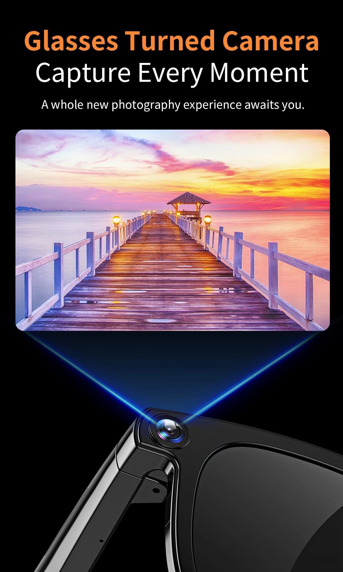 V3 AI Smart Glasses with ChatGPT, 8MP Camera Video Recording, Bluetooth Calls, Voice Wake, Music Playback Sunglasses