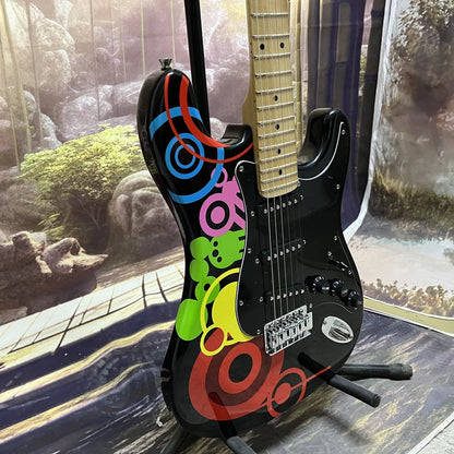 Vicers Rock jazz style ST electric guitar with SSS pickup, colorful graffiti stickers, 22frets ,basswood body ,6 string guitar