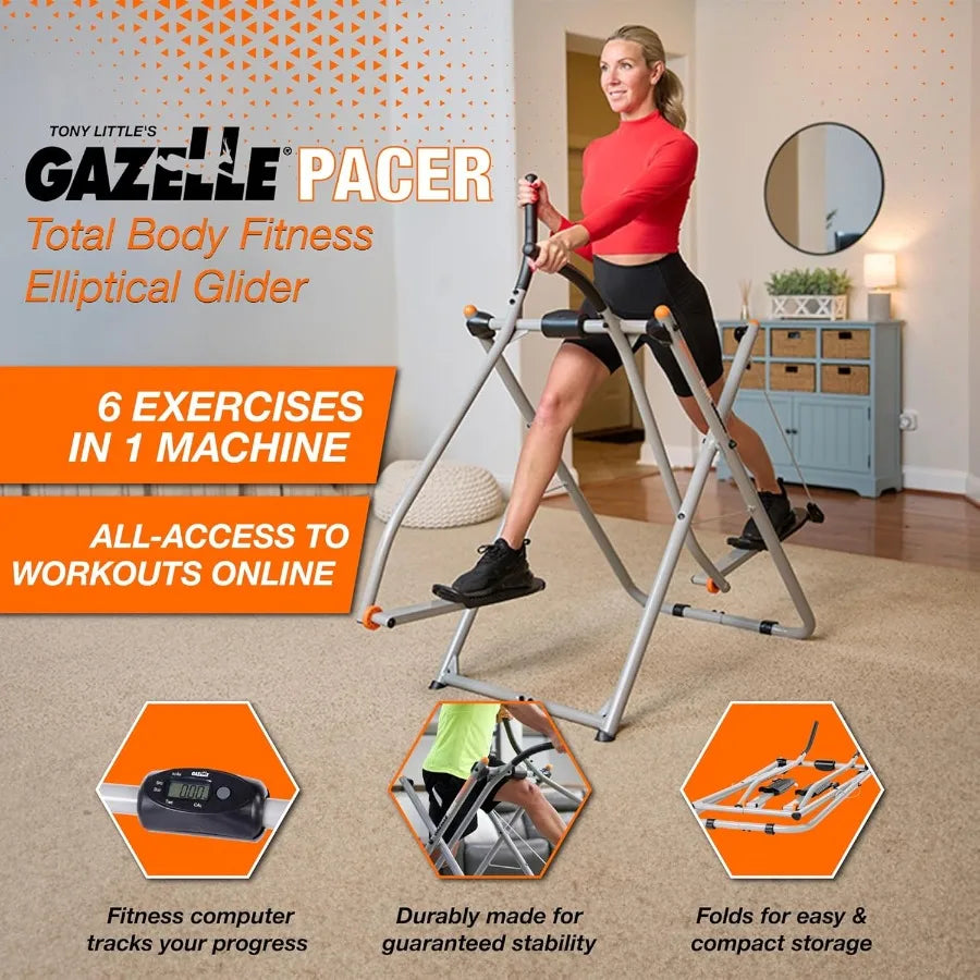 Tony Little Total Body Fitness Workout Exercise Elliptical Glider Supports 250-300lbs with Low-Impact Design for Home Gym