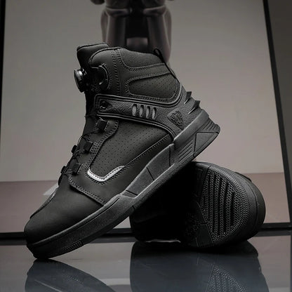 Cowhide Motorcycle Boots Men Leather Breathable Anti Slip Motorbike Cycling Shoes High Quality Men's Motocross Protective Boot