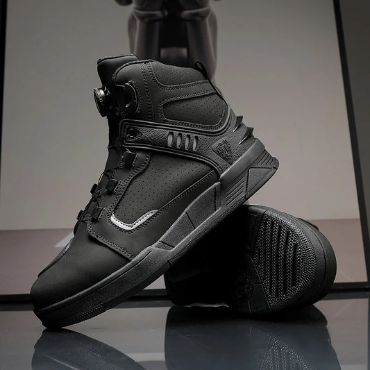 Cowhide Motorcycle Boots Men Leather Breathable Anti Slip Motorbike Cycling Shoes High Quality Men's Motocross Protective Boot