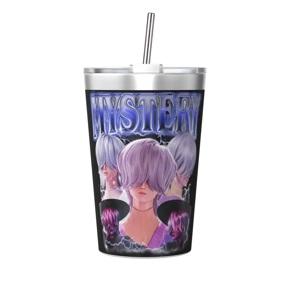 Mystery Saja Boys Kpop Demon Hunters Tumbler With Straw For Kids Stainless Steel Travel Mugs Double Wall Vacuum Insulated 12oz