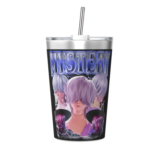 Mystery Saja Boys Kpop Demon Hunters Tumbler With Straw For Kids Stainless Steel Travel Mugs Double Wall Vacuum Insulated 12oz