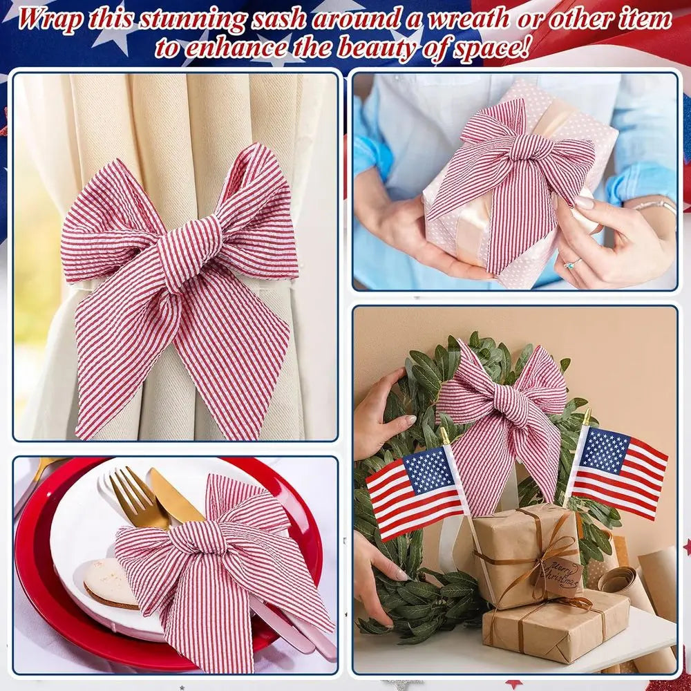 Patriotic Wreath Sashes with American Flags for 250th Anniversary July 4th Celebrations