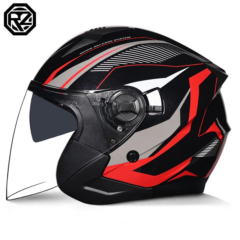 ORZ-705 Latest High Quality Motorcycle Helmet Half Covering Dual Lens Cascos para Motos Male Female Couple Capacetes de Moto