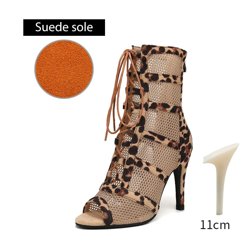 DKZSYIM Dance Boots Latin Women Ballroom Dance Shoes Ladies Girls Soft Soles Tango/Salsa Dance Shoes Sexy Thin Heel 7cm-11cm