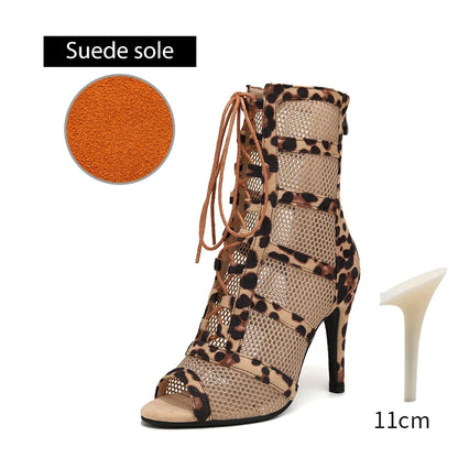 DKZSYIM Dance Boots Latin Women Ballroom Dance Shoes Ladies Girls Soft Soles Tango/Salsa Dance Shoes Sexy Thin Heel 7cm-11cm