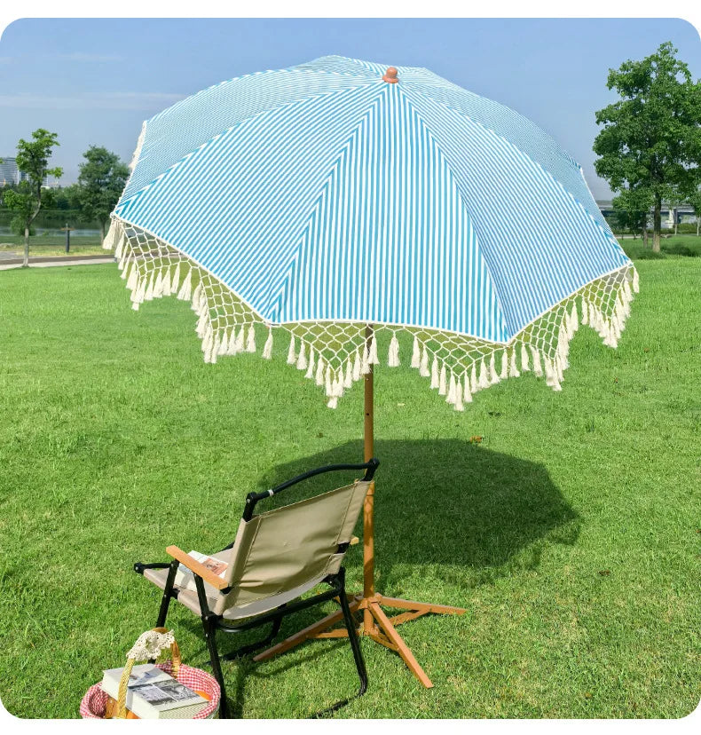 Seaside Resort Beach Umbrella Courtyard Tassel Sun Umbrella Pool Sun Protection Terrace Shade