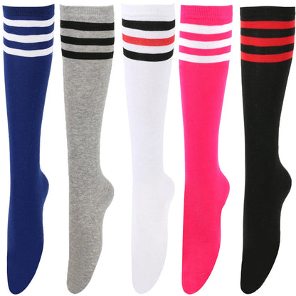 Middle Tube Sock Women Striped Knee High Ladies Japanese Harajuku College Style Cotton Summer Calf Sock Black White Female Gift